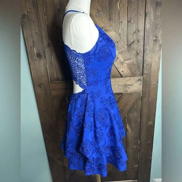 Vibrant Royal Blue Embellished Mini Dress – Size Small (Honey and Rosie) - Picture 3 of 8